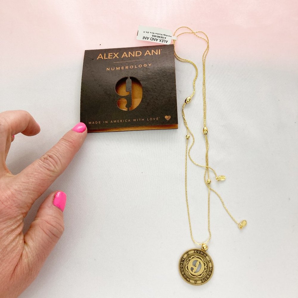 Alex and Ani Goldtone Numerology "9" Adjustable Necklace NWT